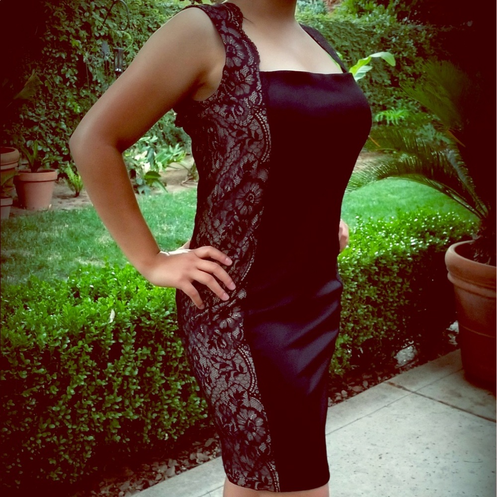 Black and Lace Detail Dress